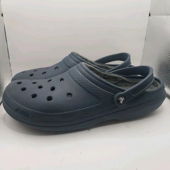Crocs Mens Classic Lined Blue Round Toe Slip On Clog Shoes Size 13 - Picture 1 of 9